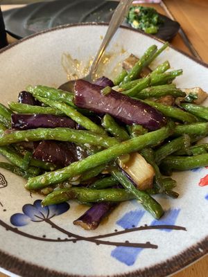 Green beans & eggplant  at Trendy Vegan in Houston