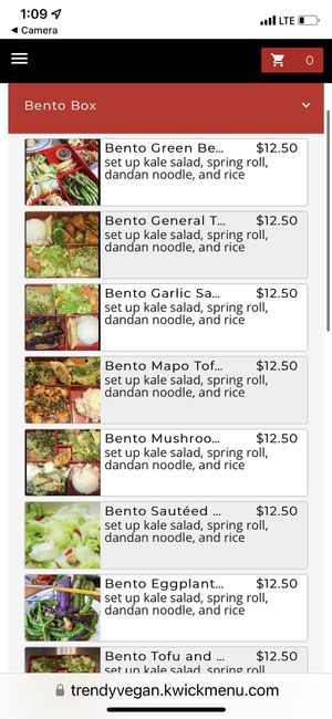 Nice online ordering, with pictures for every dish    at Trendy Vegan in Houston
