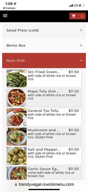 Nice online order    at Trendy Vegan in Houston