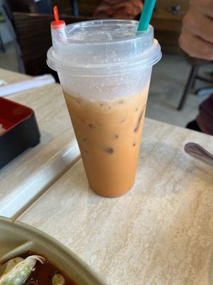 Thai iced tea   at Trendy Vegan in Houston