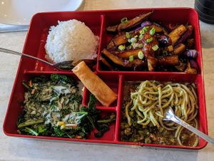 Eggplant bento. at Trendy Vegan in Houston