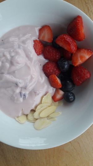 soy Joghurt fresh fruits and almonds at Claymore Vegetarian Guest House in Edinburgh
