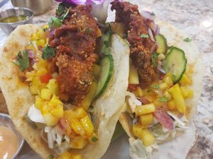 Vegan Magic Mushroom Tacos at Harvest Kitchen & Bakery in Katy
