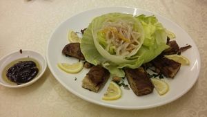 Roasted suckling pig at Ah Sin Vegetarian in Kowloon