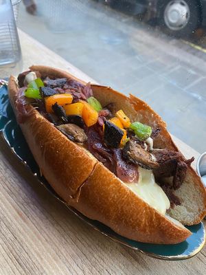 MAAD Philly Cheesesteak (w/added peppers and mushrooms) at MAAD in South West London