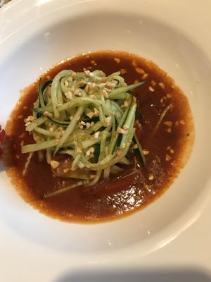 Hungarian Ratatouille with Cucumber Noodles at Svoya Kompaniya in Yekaterinburg