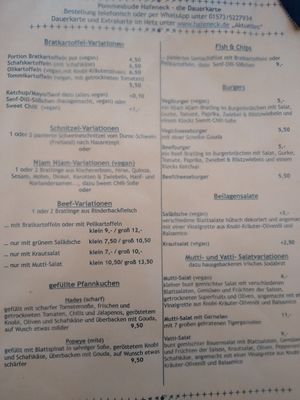 Menu at Hafeneck in Mainz