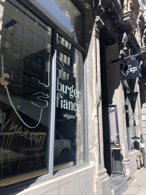 Outside at Burger Fiancé in Montreal