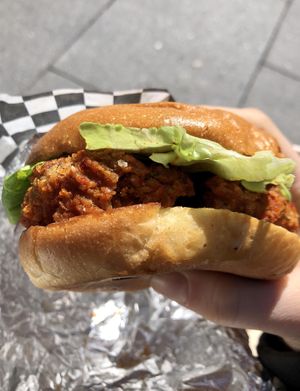 Chicken sandwich at Burger Fiancé in Montreal