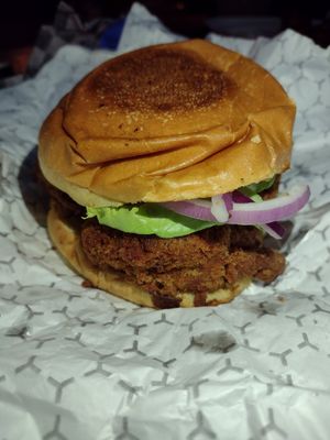 Chickn burger (shittake mushroom protein) at Burger Fiancé in Montreal