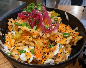 Kimchi fries at Burger Fiancé in Montreal