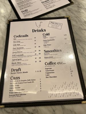 Menu 1  at Burger Fiancé in Montreal