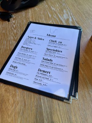 The menu   at Burger Fiancé in Montreal