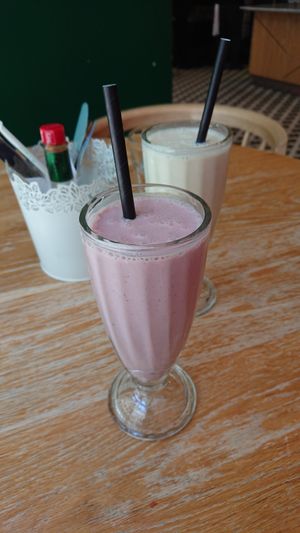 Strawberry milkshake at Burger Fiancé in Montreal