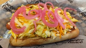 Classic hot dog at Burger Fiancé in Montreal