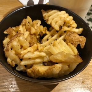 Waffle fries! at Burger Fiancé in Montreal