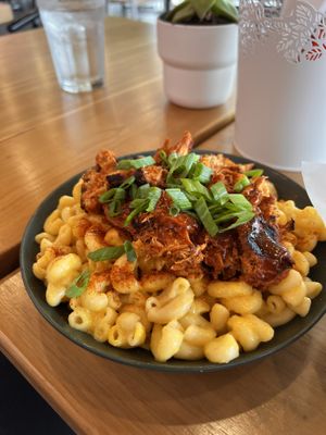 Pulled pork mac and cheese   at Burger Fiancé in Montreal