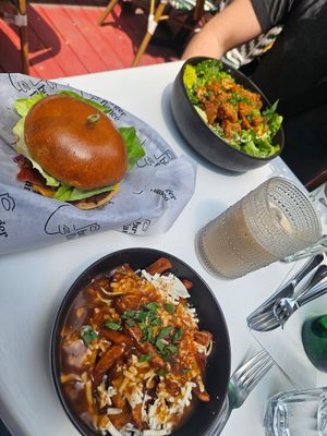 Poutine, old school burger,  kale Caesar at Burger Fiancé in Montreal