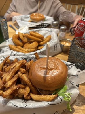Burgers and friess  at Burger Fiancé in Montreal