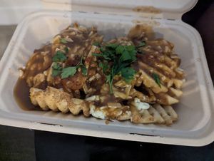 Vegan poutine at Burger Fiancé in Montreal