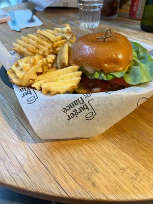 Spicy Chicken & waffle fries   at Burger Fiancé in Montreal