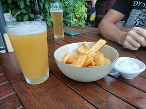 Chips with vegan aioli at Hone's Garden in Northland