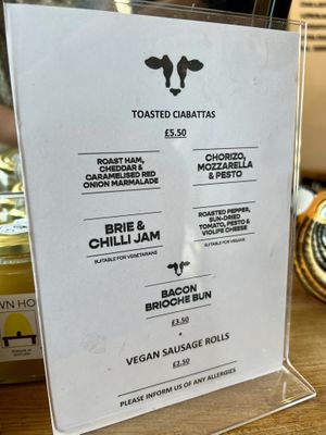 The savoury food menu   at Cup & Cone in Inverness