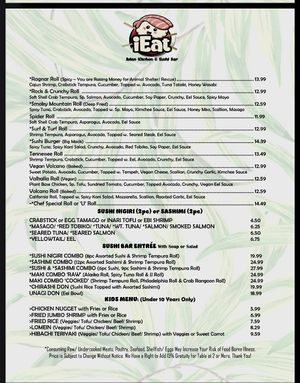 Menu  at iEat in Johnson City