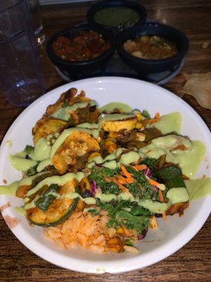 The vegan bowl with the traffic light salsa at Bonez in Crested Butte