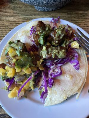 Seitan taco (already had a few bites ☺️) at Bonez in Crested Butte