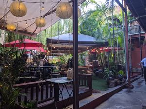 Courtyard was peaceful and even dry during the afternoon rain. at Olay's Thai Lao Cuisine in Honolulu