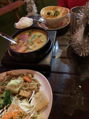 Our three dishes  at Olay's Thai Lao Cuisine in Honolulu