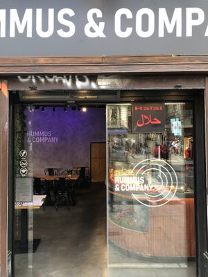The entrance  at Hummus and Company in Barcelona