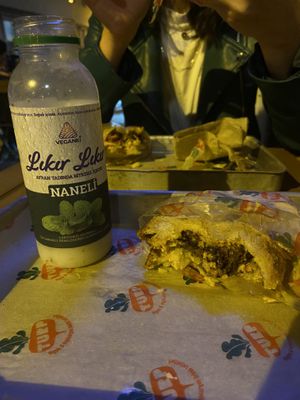 vegan pastrami sandwich with ayran   at TURP in Istanbul