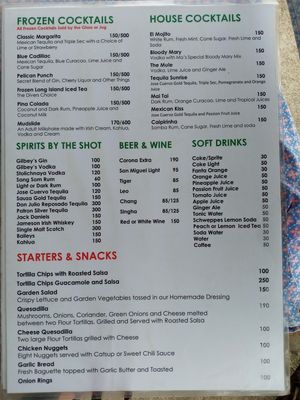 menu at Rusty Pelican in Khao Lak