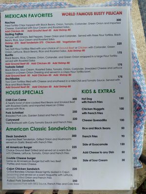 menu at Rusty Pelican in Khao Lak