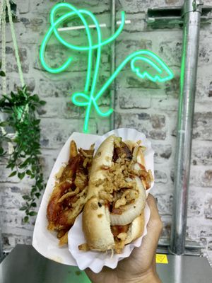 Hotdog at Karelyns Vegan Soul Café in Orlando