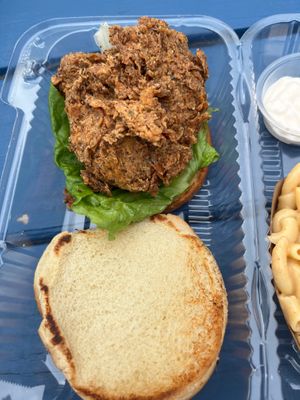 Closer image of vegan chickn sandwich at Karelyns Vegan Soul Café in Orlando