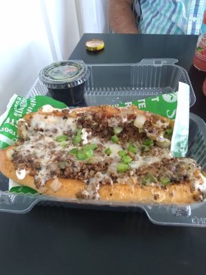 Delicious vegan Philly cheese and sandwich at Karelyn's Soul Vegan Cafe at 5565 Old Cheney Hwy, Orlando Florida  at Karelyns Vegan Soul Café in Orlando