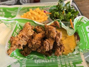 Wings meal. $25.  Wings come with sauce on the side, charge an extra $2.50 to dip them in the sauce. at Karelyns Vegan Soul Café in Orlando