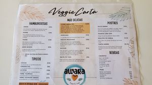 Menu as of May 2024. at Awara Food and Love in Cundinamarca