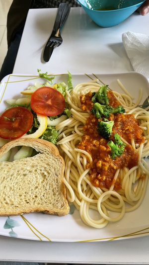Pasta a la boloñesa con soya texturisada  at Awara Food and Love in Cundinamarca