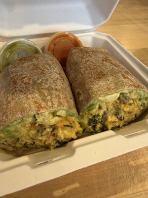 Lilac breakfast burrito - fully veganized! 👍❤️🌱  at Black Heart Coffee Co in Van Nuys