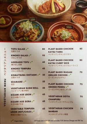 The vegan/vegetarian menu. Mention in case you don’t want egg in the vegetarian option  at Okuzono Japanese Dining in Jakarta