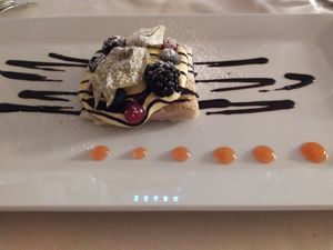 Half sfogliatina alla crema con frutti di bosco 🥧 at Ad Gallias in Bard