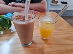 Chai and orange juice at Bosque Urbano in San Jose