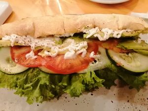 Not very good photo, but it was very good. It is a tofu sandwich  at Bosque Urbano in San Jose