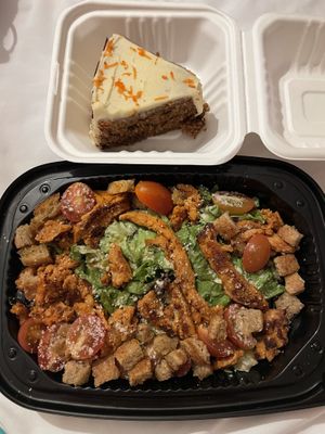 Delicious Cesar salad and Carrot cake  at Bosque Urbano in San Jose