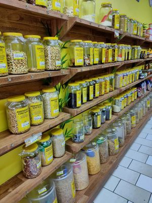 Jars with goods at Emporio Via Natural in Paraty