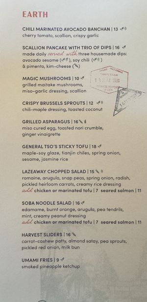 Vegan & Vegetarian side of menu. Vegan is 🌱    at Flamingo's Lazeaway Club in Santa Rosa